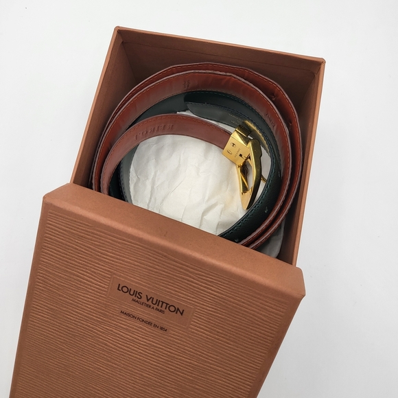 Louis Vuitton Box of 2 Belts Epi & Taiga Leather..Authentic..